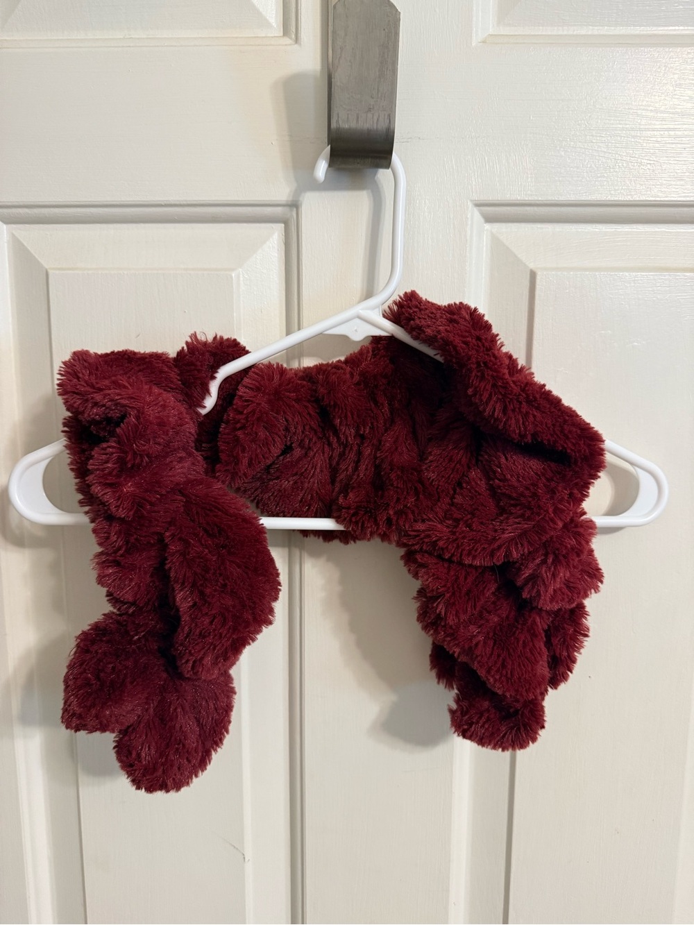 Plush Burgundy Faux Fur Scarf